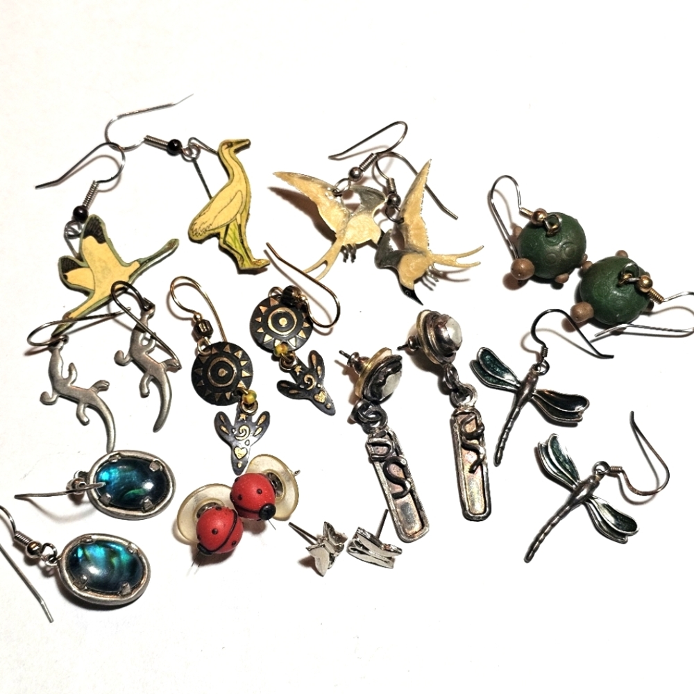***SOLD*** 10 Vintage Animal Fun Earrings Lot Set